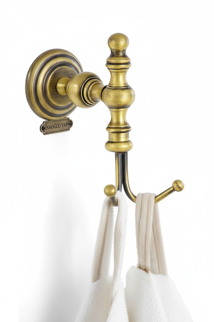 Antik Eskitme Bornozluk İkili Askılık Vintage Pirinç Malzeme Ağır Ürün Özel Tasarım Askılık