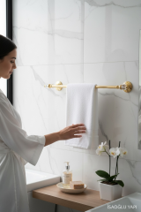 Gold Kristalli Uzun Havluluk Özel Tasarım Pirinç Ağır Havluluk Paslanmaz Altın Banyo Havluluk