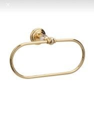 Gold Banyo Havluluk Kristalli Özel Tasarım Oval Havluluk Çamlıca Serisi Pirinç Malzeme