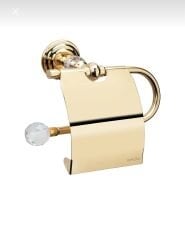 Gold Tuvalet Kağıtlığı Kristalli Özel Tasarım Çamlıca Serisi Paslanmaz Pirinç Tuvalet Kağıtlık