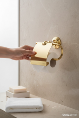 Gold Tuvalet Kağıtlığı Kristalli Özel Tasarım Çamlıca Serisi Paslanmaz Pirinç Tuvalet Kağıtlık