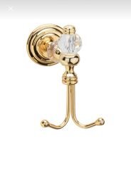 Gold Bornozluk Kristalli Özel Tasarım İkili Askılık Çamlıca Serisi Paslanmaz Banyo Havluluk