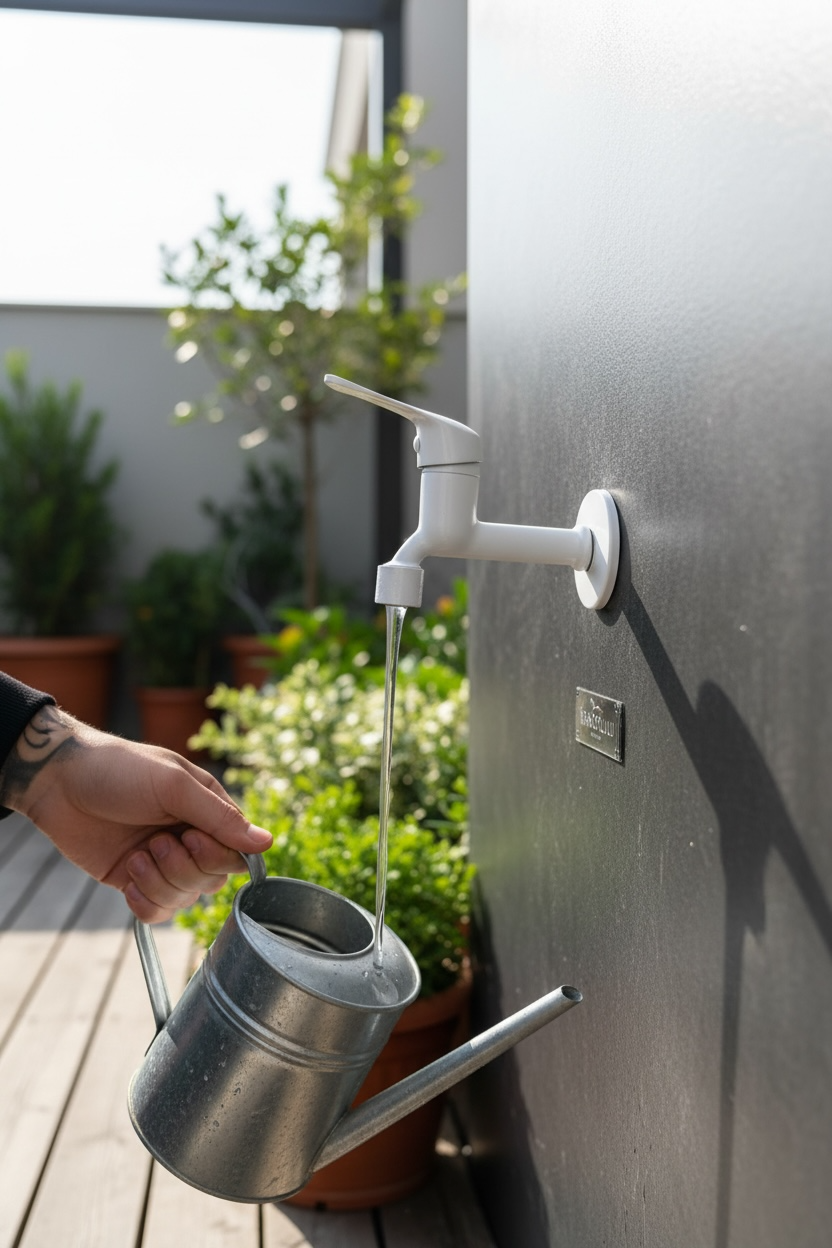 Beyaz Wc Musluğu Beyaz Bahçe Balkon Armatürü Duvardan Çıkış Beyaz Aç Kapa Musluk