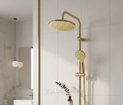 Gold Dubai Oval Duş Sistemi Tepe Yağmurlamalı Gold Yuvarlak Duş Seti