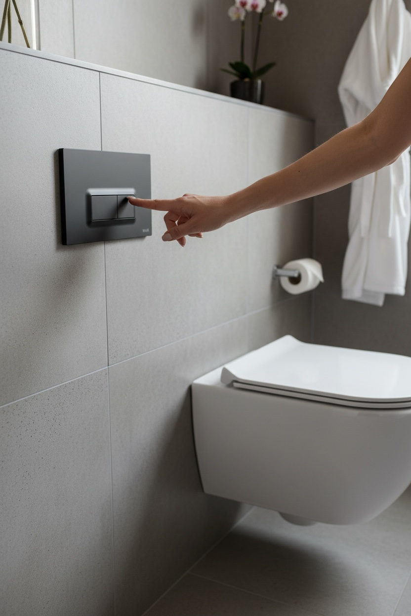 Siyah Gömme Rezervuar Butonu Mat Siyah Asma Klozet Kumanda Paneli