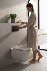 Siyah Gömme Rezervuar Butonu Mat Siyah Asma Klozet Kumanda Paneli