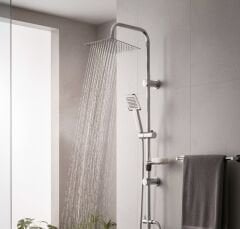 Krom Dubai Kare Duş Sistemi Yoğun Akışlı Tepe Yağmurlamalı Gümüş Duş Seti