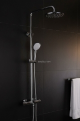 Termostatik Duş Sistemi Isı Ayarlı Batarya Dahil Duş Seti Oval Tasarım Paslanmaz Çelik Yağmurlama