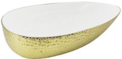 Elips Çanak Lüks Lavabo Seramik Banyo Lavabosu Gold Beyaz  56X35X13