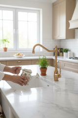 Gold Retro Arıtmalı Mutfak Bataryası Arıtma Cihazlarına Uygun Pirinç Mutfak Armatür