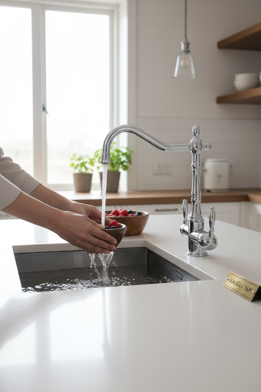 Krom Retro Arıtmalı Mutfak Bataryası Vintage Arıtıcılara Uygun Mutfak Armatür