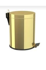 Gold Çöp Kovası Gold Fırça Set Banyo Aksesuar Gold Pedallı Kova Premium