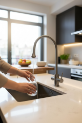 Antrasit Arıtmalı Mutfak Bataryası Damla Serisi Arıtıcılara Uygun Antrasit Gri Evye Bataryası