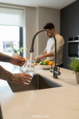 Antrasit Arıtmalı Mutfak Bataryası Damla Serisi Arıtıcılara Uygun Antrasit Gri Evye Bataryası