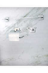 Havluluk Tuvalet Kağıtlık İkili Bornozluk Komple Set Pirinç Paslanmaz Premium Banyo Seti