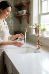 Bakır Retro Mutfak Bataryası Bronz Rustik Evye Armatürü Oynar Başlıklı Hareketli Fonksiyonel Armatür