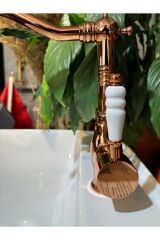 Rose Bakır Lavabo Bataryası Zen Design Kolay Abdest Yüksek Lavabo Musluğu Bronz Bakır