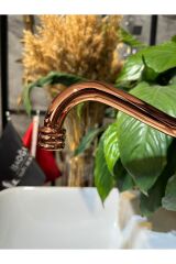 Rose Bakır Lavabo Bataryası Zen Design Kolay Abdest Yüksek Lavabo Musluğu Bronz Bakır