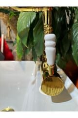 Gold Lavabo Bataryası Zen Design Kolay Abdest Yüksek Lavabo Musluğu Klasik Tasarım Gold