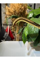 Gold Lavabo Bataryası Zen Design Kolay Abdest Yüksek Lavabo Musluğu Klasik Tasarım Gold