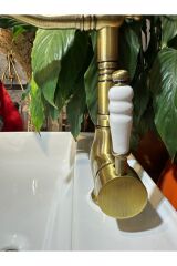 Antik Gold Lavabo Bataryası Zen Design Kolay Abdest Yüksek Lavabo Musluğu Mat Antik