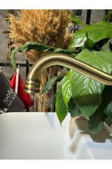 Antik Gold Lavabo Bataryası Zen Design Kolay Abdest Yüksek Lavabo Musluğu Mat Antik