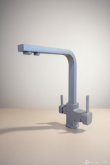 Granit Gri Kare Arıtmalı Mutfak Bataryası Granit Desen Özel Tasarım Arıtıcılı Evye Armatür