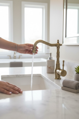 Antik Gold Lavabo Bataryası Oynar Başlıklı Yüksek Model Eskitme Antik Banyo Lavabo Armatür