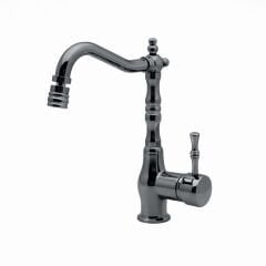 Antrasit Lavabo Bataryası Yüksek Model Oynar Başlıklı Retro Tasarım Antrasit Gri Banyo Lavabo Musluk