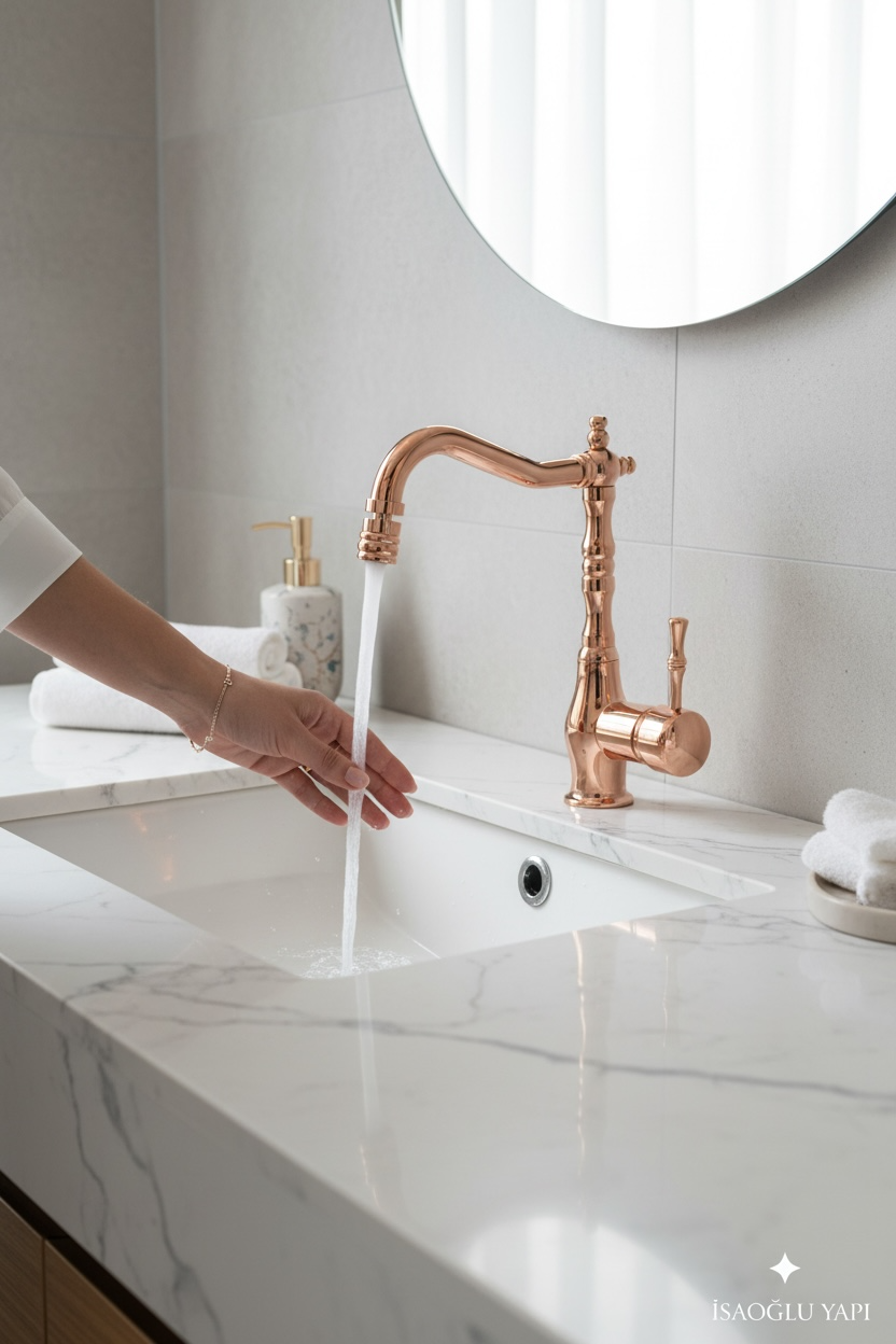 Bakır Lavabo Bataryası Oynar Başlıklı Yüksek Model Retro Bronz Lavabo Armatürü