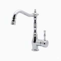 Krom Banyo Lavabo Bataryası Yüksek Model Oynar Başlıklı Retro Tasarım Lavabo Armatür