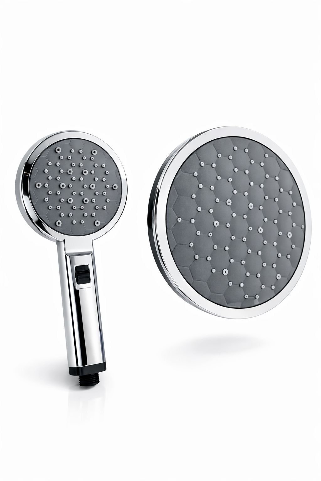 Oval Tepe Duş Sistemi ve El Duşu Yoğun Akış Fonksiyonlu Bütün Duş Setlerine Uygun İkili Set