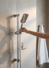 Duş Sistemi Kare Tazziklemeli Paslanmaz Sürgülü Duş Seti Gümüş Renk