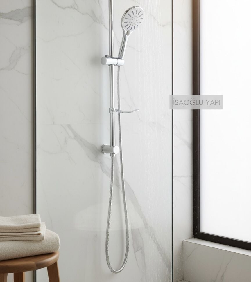 Duş Seti Yuvarlak Tasarım Paslanmaz Sürgülü Duş Sistemi Fonksiyonlu Tazzikleme Özellikli