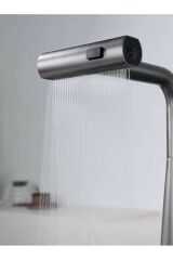 Antrasit Mutfak Bataryası Antrasit Gri Evye Musluğu Spiralli Uzayan Sistem 4 Ayrı Fonksiyonlu Musluk