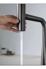 Antrasit Mutfak Bataryası Antrasit Gri Evye Musluğu Spiralli Uzayan Sistem 4 Ayrı Fonksiyonlu Musluk