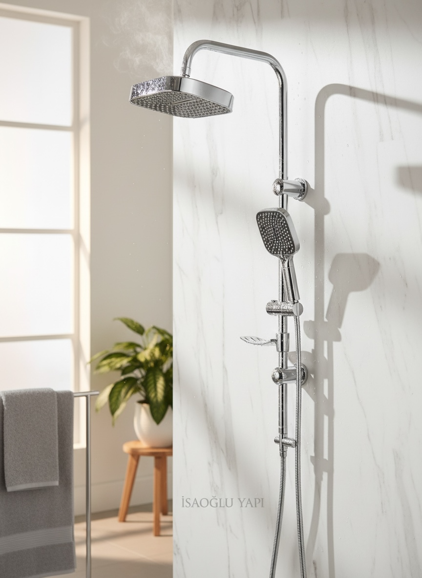 Duş Sistemi Tepe Yağmurlamalı Büyük Duş Seti Tazzikleme Basınç Ayarlı Yoğun Akış Modern Tasarım