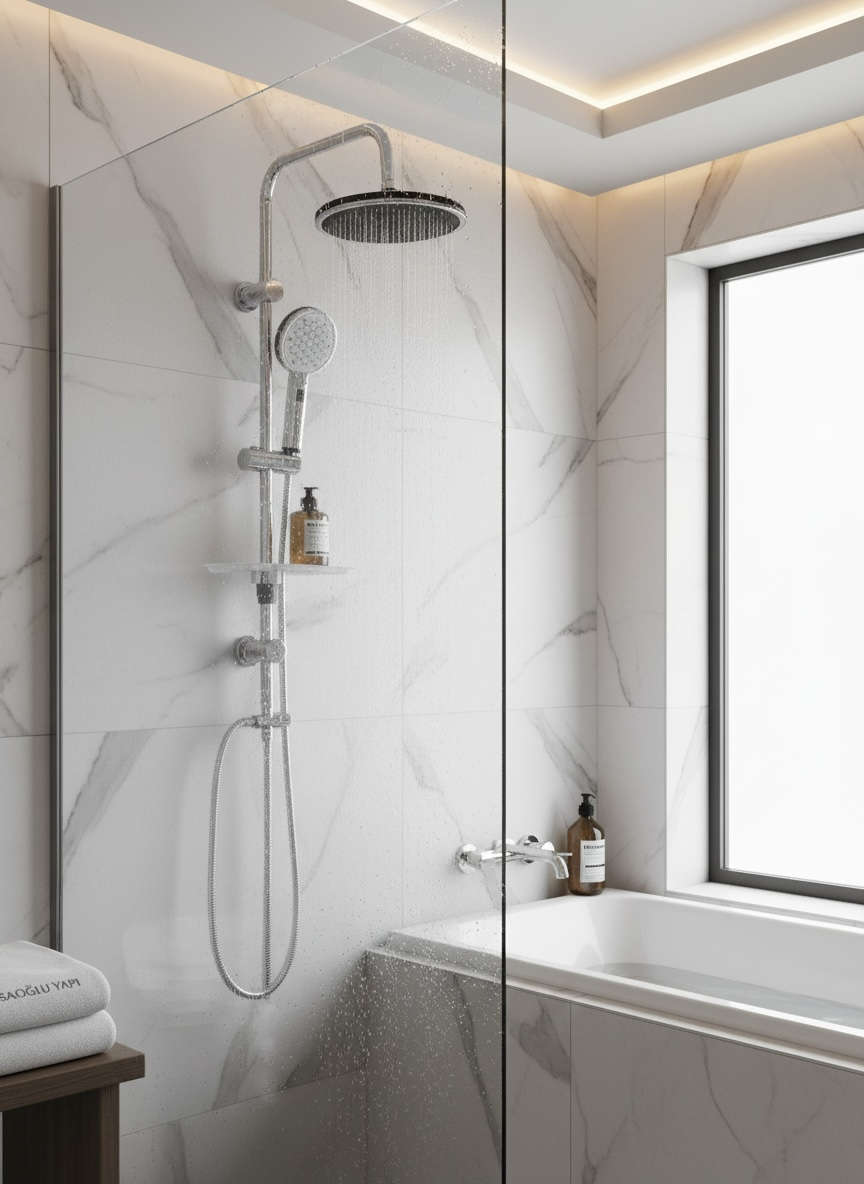 Duş Seti Oval Tasarım Tepe Yağmurlamalı Yoğun Akışlı Basınçlı Duş Seti Modern Tasarım