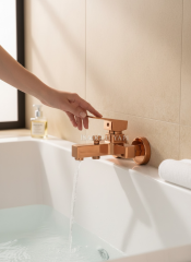 Bakır Banyo Bataryası Kare Bronz Tasarım Duş Armatürü Pirinç Materyal Paslanmaz