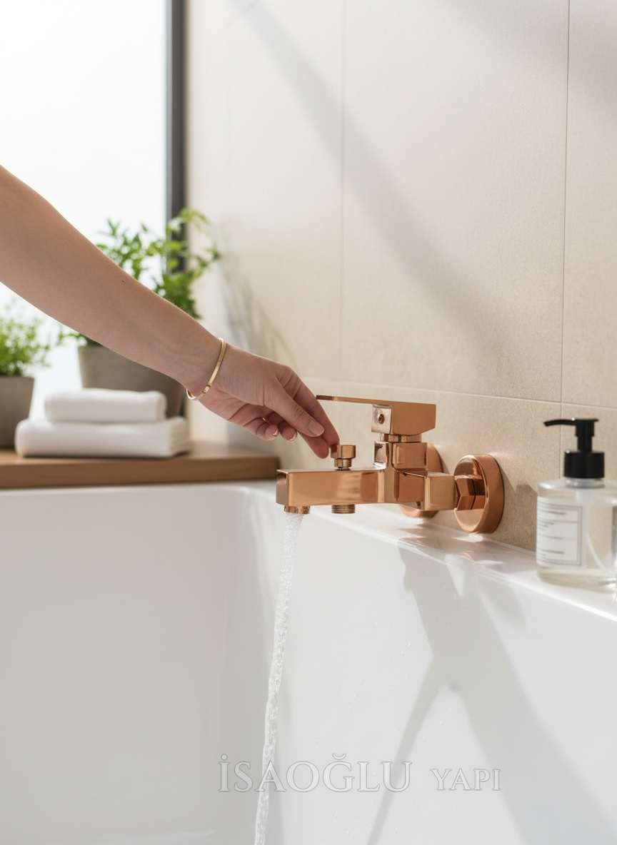 Bakır Banyo Bataryası Kare Bronz Tasarım Duş Armatürü Pirinç Materyal Paslanmaz