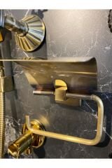 Antik Gold Tuvalet Kağıtlığı Kapaklı Tuvalet Kağıtlık Premium Pirinç
