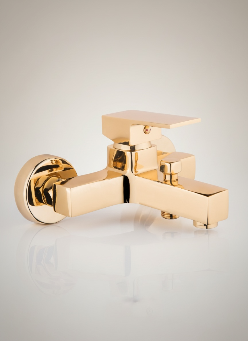 Gold Banyo Bataryası Kare Tasarım Pirinç Materyal Paslanmaz Gold Duş Armatürü