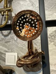 Bakır Duş Sistemi Vintage Tasarım Bronz Duş Seti Askı Aparatı Dahil Set