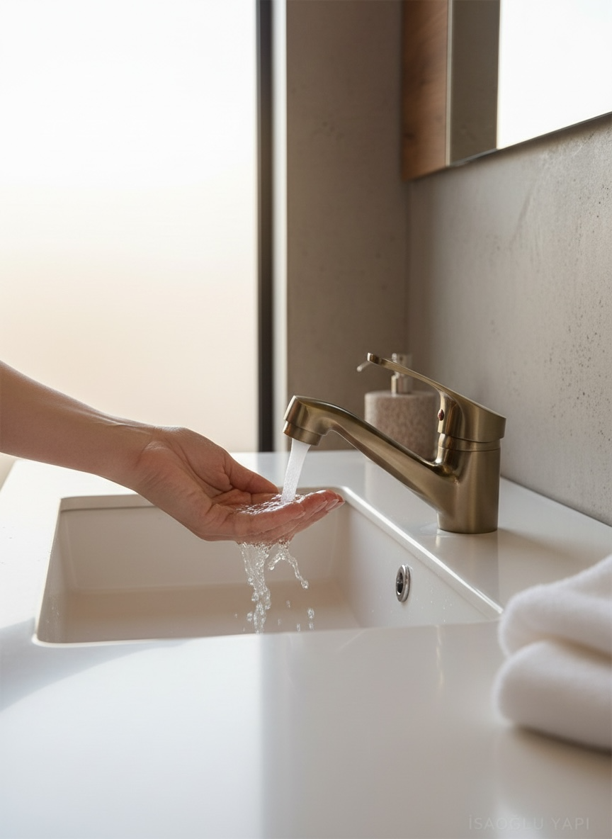 Antik Gold Lavabo Bataryası Wc ve Banyo Lavabosu Uyumlu Minimal Tasarım Banyo Lavabo Armatür