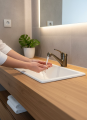 Antik Gold Lavabo Bataryası Wc ve Banyo Lavabosu Uyumlu Minimal Tasarım Banyo Lavabo Armatür