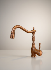 Mat Bakır Lavabo Bataryası Retro Tasarım Oynar Başlıklı Hareketli Rustik Banyo Lavabo Bataryası Mat