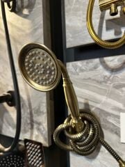 Antik Gold Duş Sistemi Klasik Vintage Pirinç Duş Seti Askı Apatı Komple Set