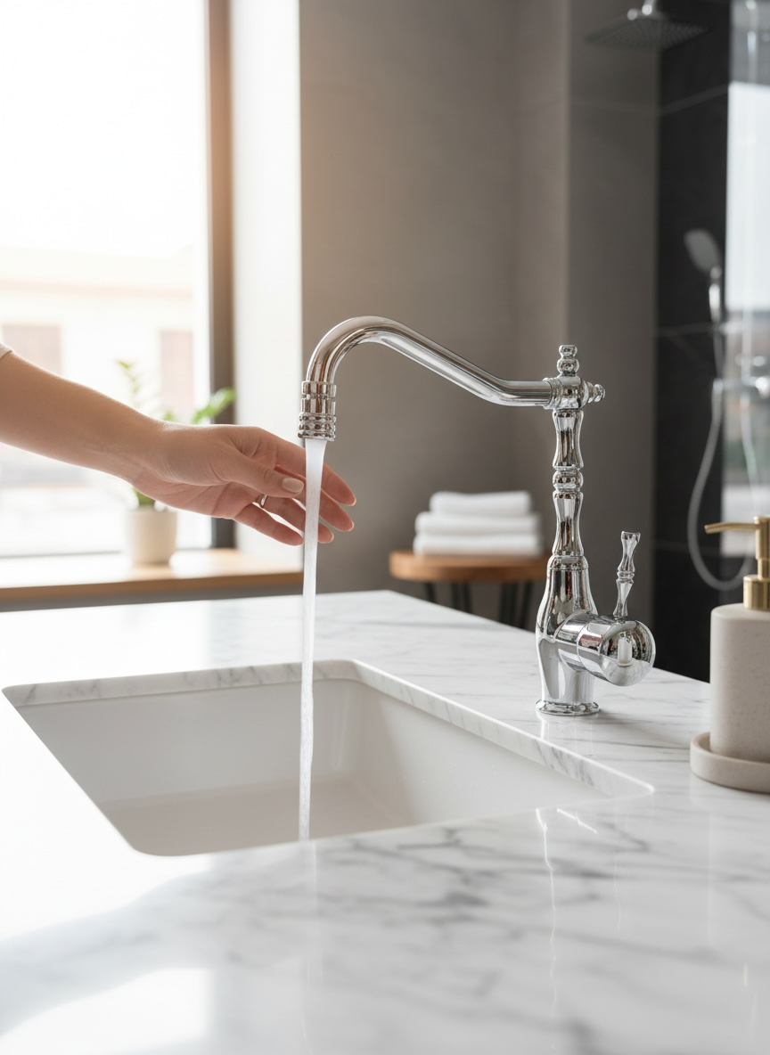 Retro Lavabo Bataryası Rustik Tasarım Oynar Başlıklı Yüksek Model Kolay Abdest Lavabo Armatür