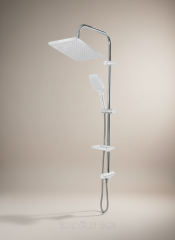 Beyaz Duş Sistemi Kare Tasarım Tepe Yağmurlamalı Beyaz Duş Seti