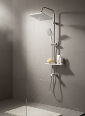 Beyaz Duş Sistemi Kare Tasarım Tepe Yağmurlamalı Beyaz Duş Seti